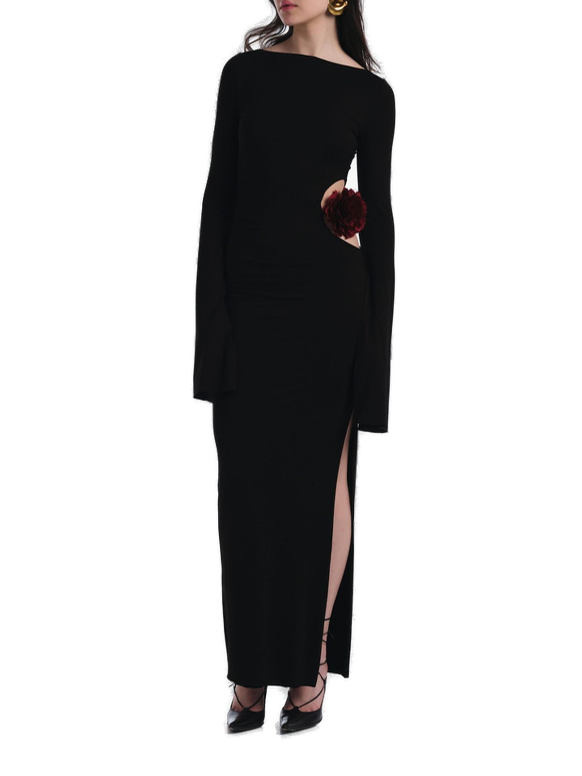 MANURI Paloma Floral-Appliqué Jersey Maxi Dress