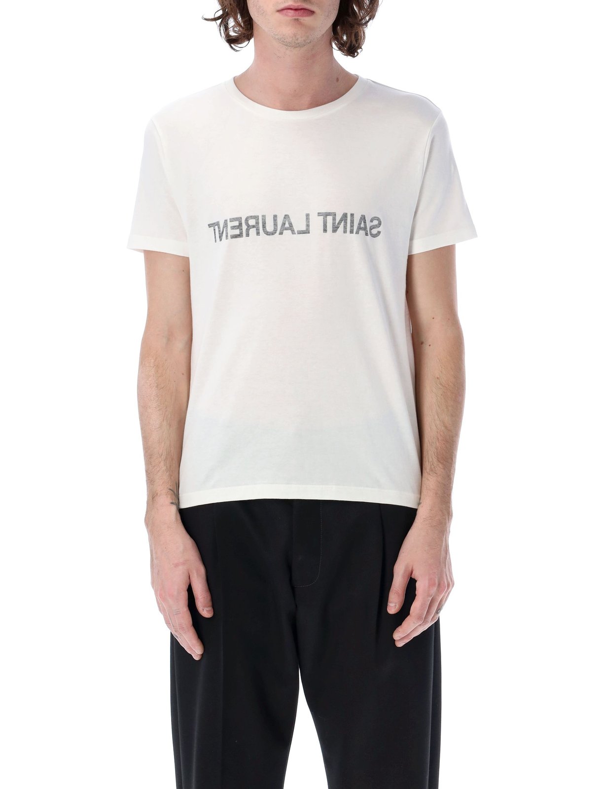 Saint Laurent Logo Printed Crewneck T-Shirt
