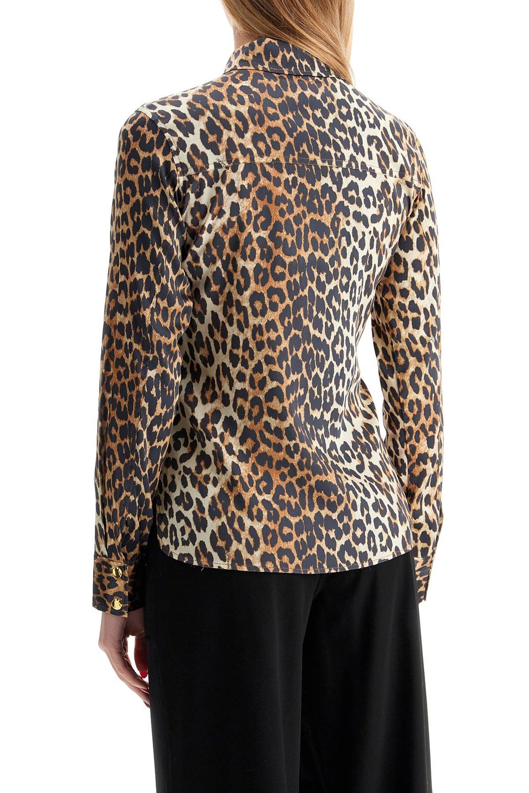Ganni Leopard Printed Long-Sleeved Shirt – Cettire