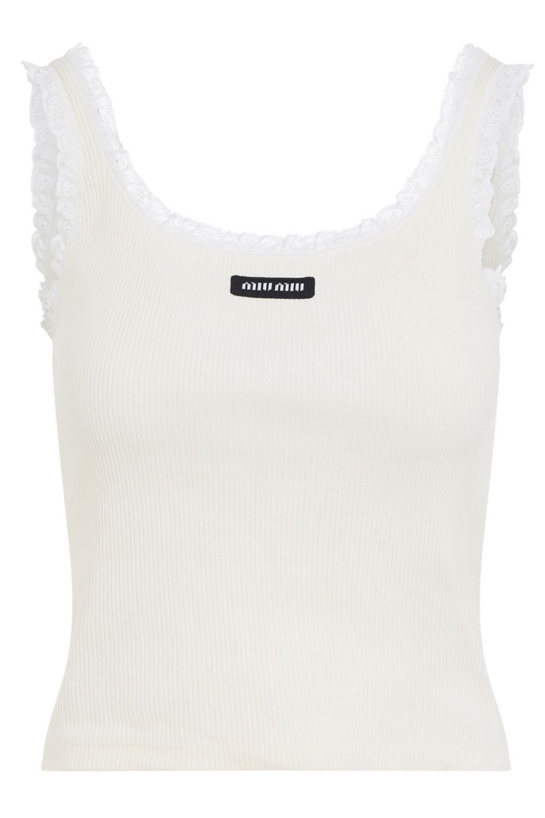 Miu Miu Lace-Trim Ribbed Tank Top