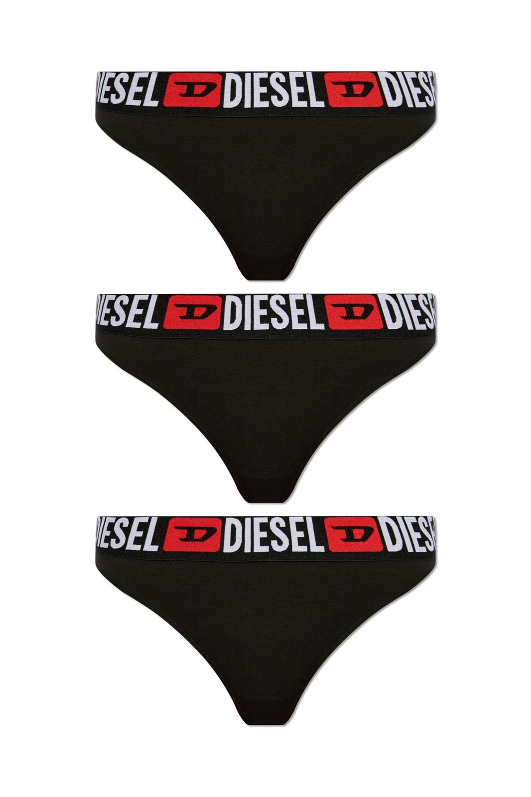 Diesel Ufst-Stars-Threepack Logo Waist Thongs
