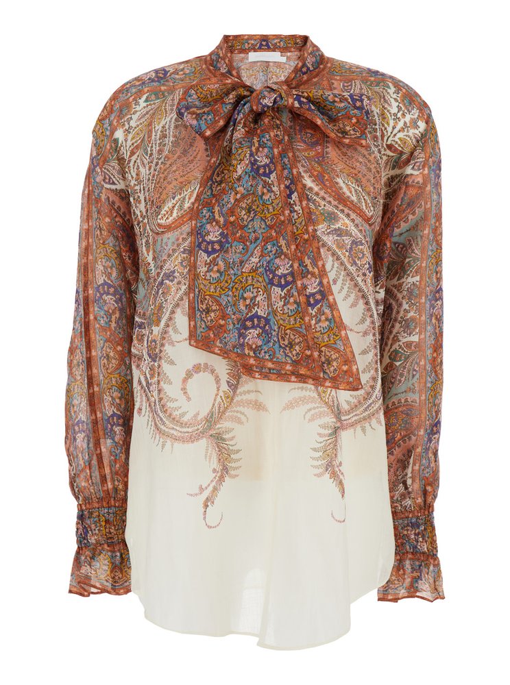 Tシャツ・カットソー Zimmermann FW25 'Rhiannon Tie Neck' blouse (3236TSS251 CMP) Zimmermann 