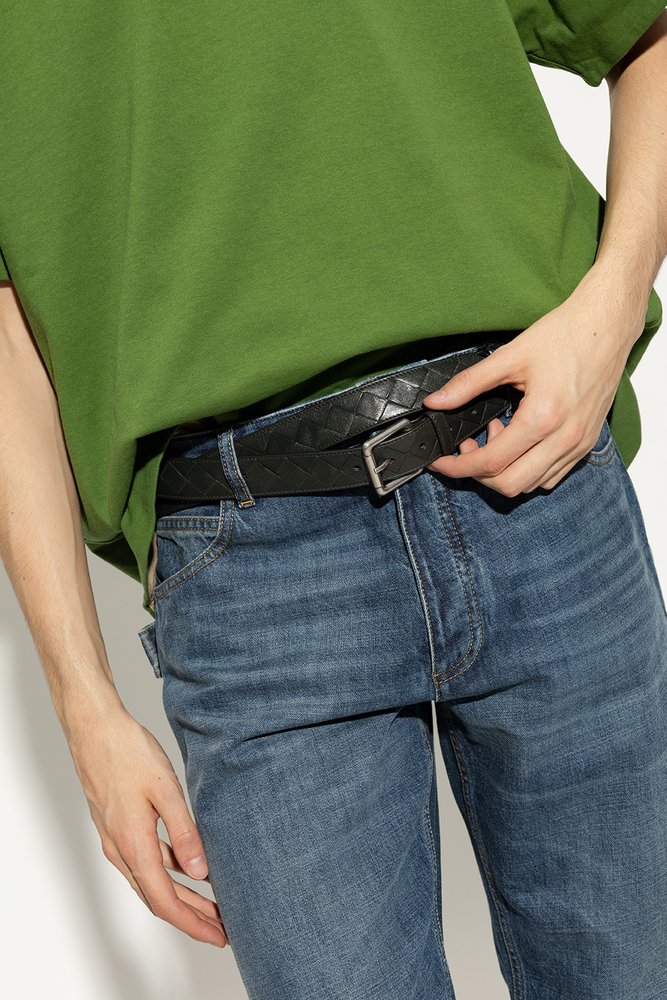 ベルト Bottega Veneta Leather Belt With Intrecciato Motif Bottega Veneta Intrecciato Stamp 35mm leather belt Bottega
