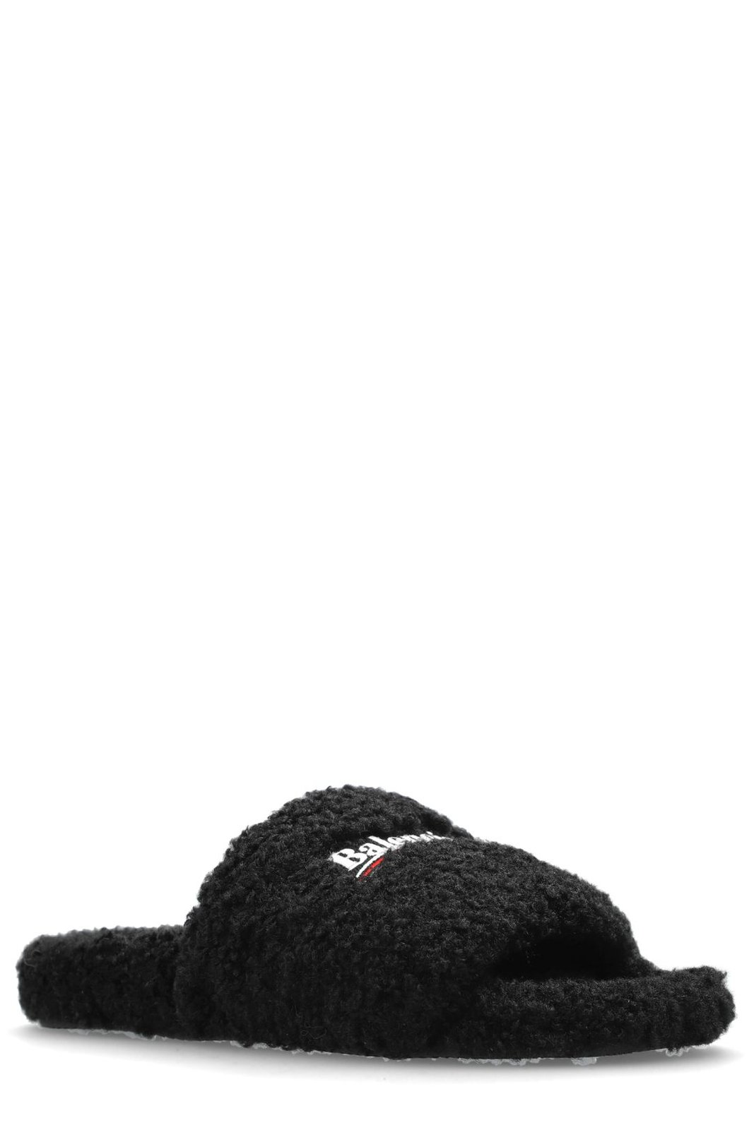 Balenciaga Political Logo Furry Slides
