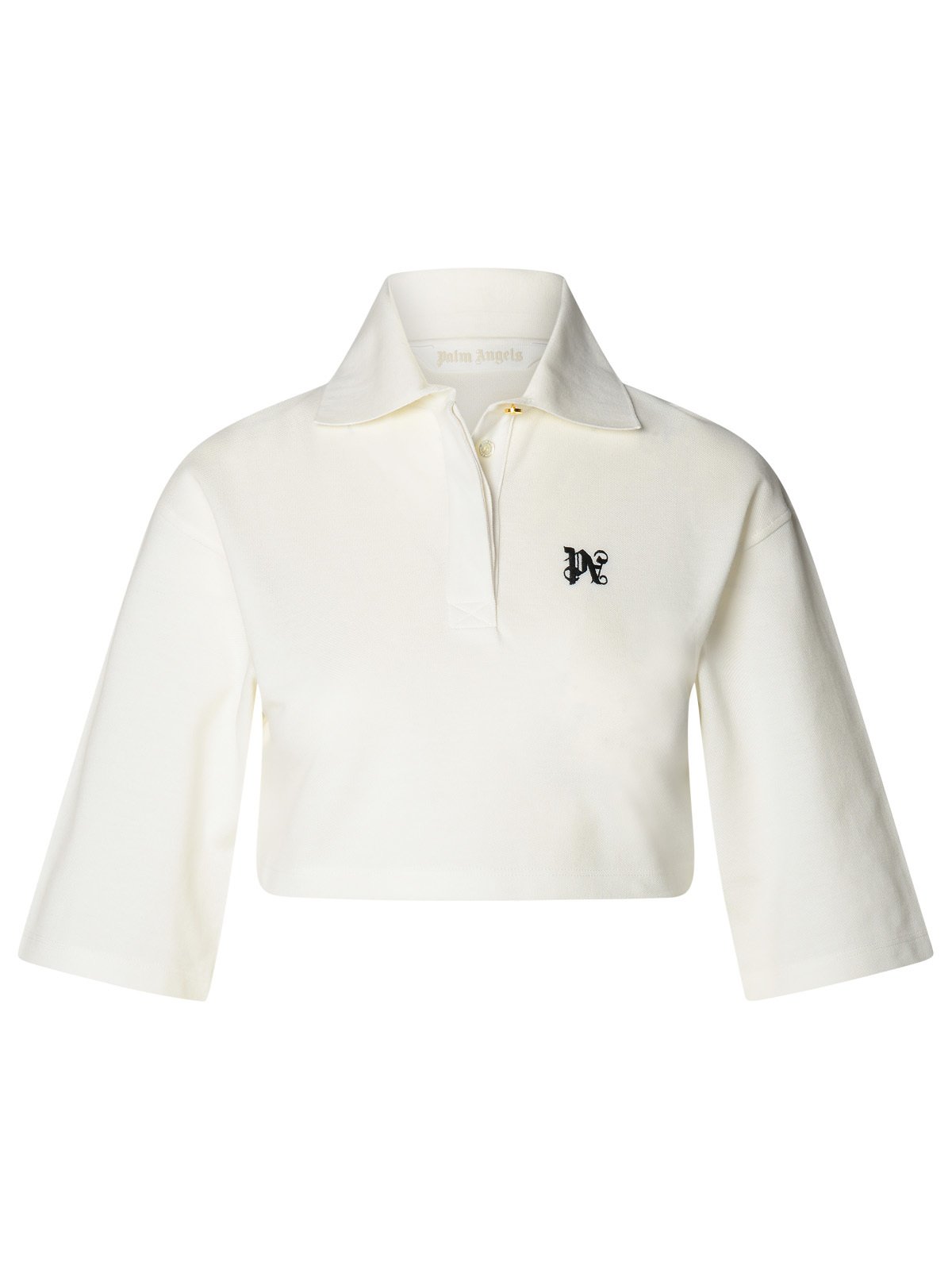 Palm Angels Monogram Embroidered Cropped Polo Shirt