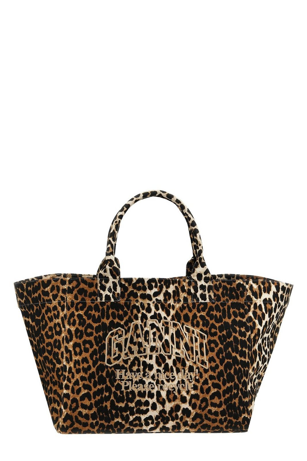 Ganni Oversized Leopard-Printed Tote Bag