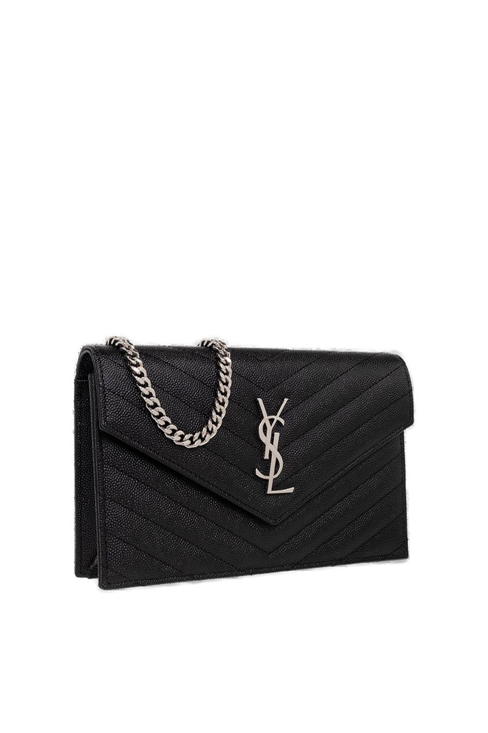 Saint Laurent Cassandre Matelassé Envelope Chain Wallet