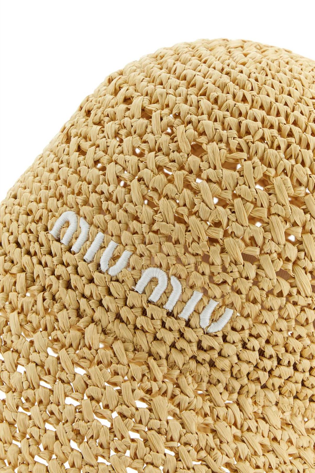 Miu Miu Logo Embroidered Crochet-Knit Bucket Hat