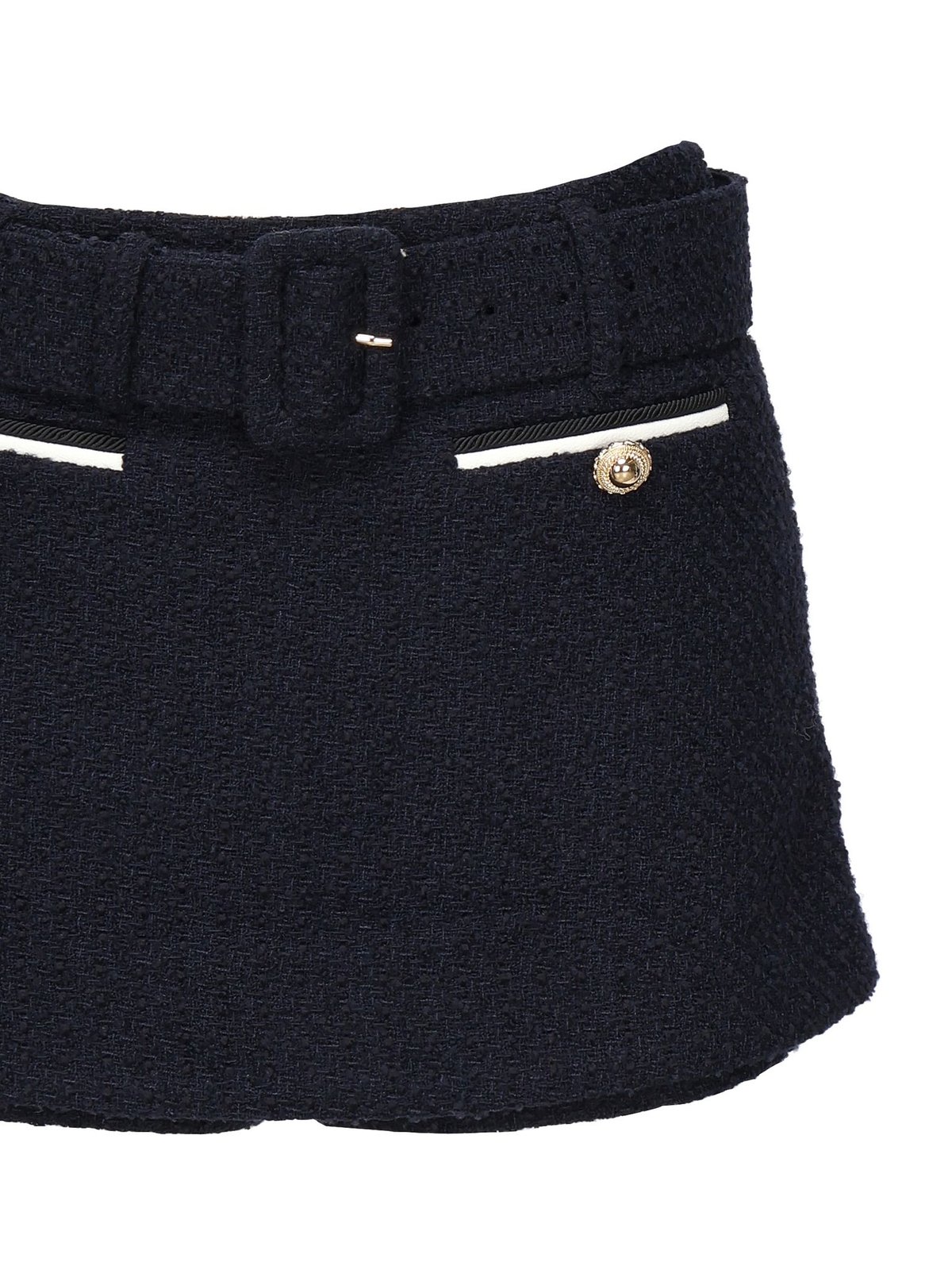 Self-Portrait Belted Waist Tweed Shorts