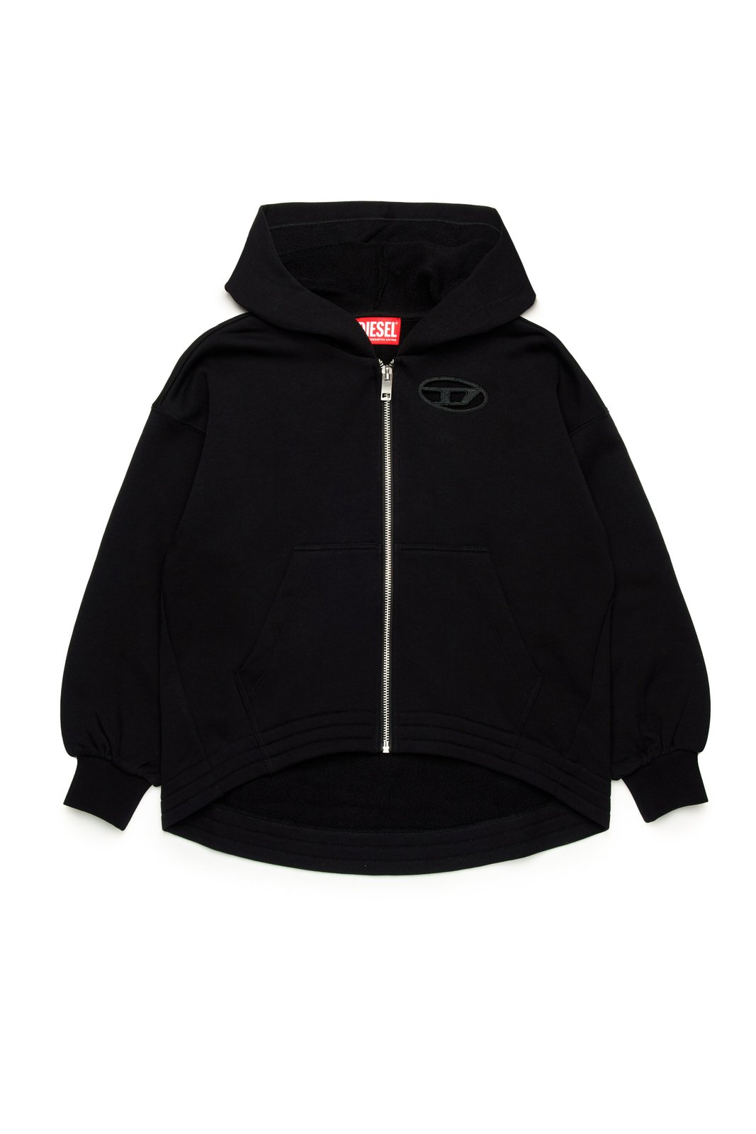 Diesel Kids Oval-D Logo Cut-Out Zipped Hoodie