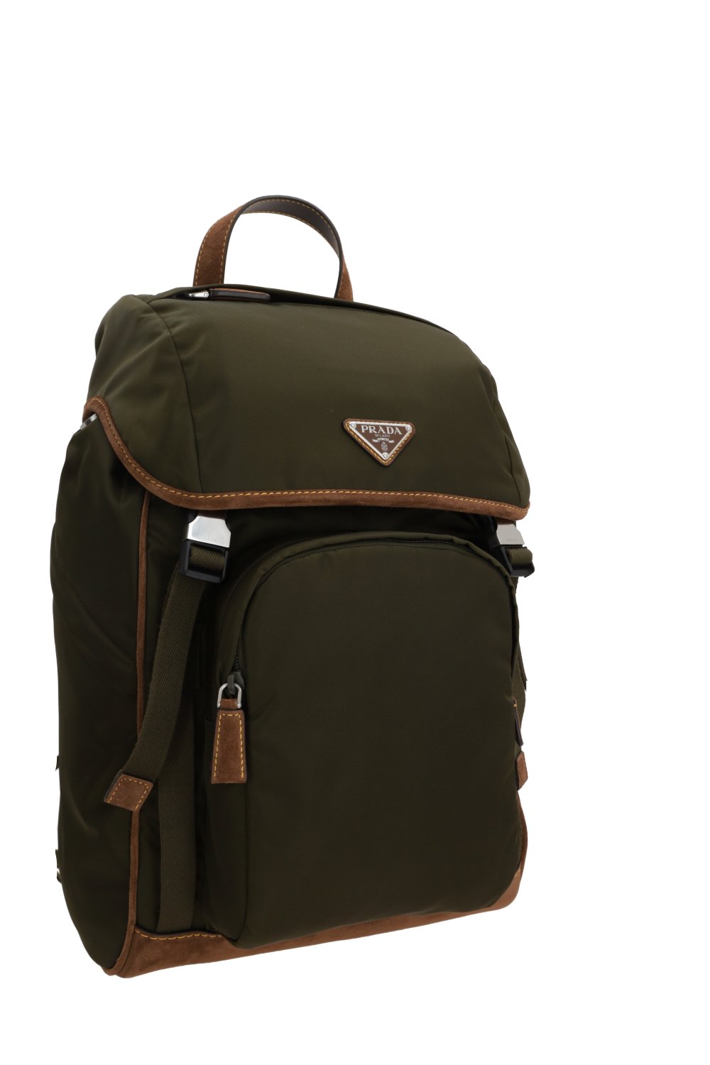 Prada Triangle-Logo Buckle-Fastened Backpack