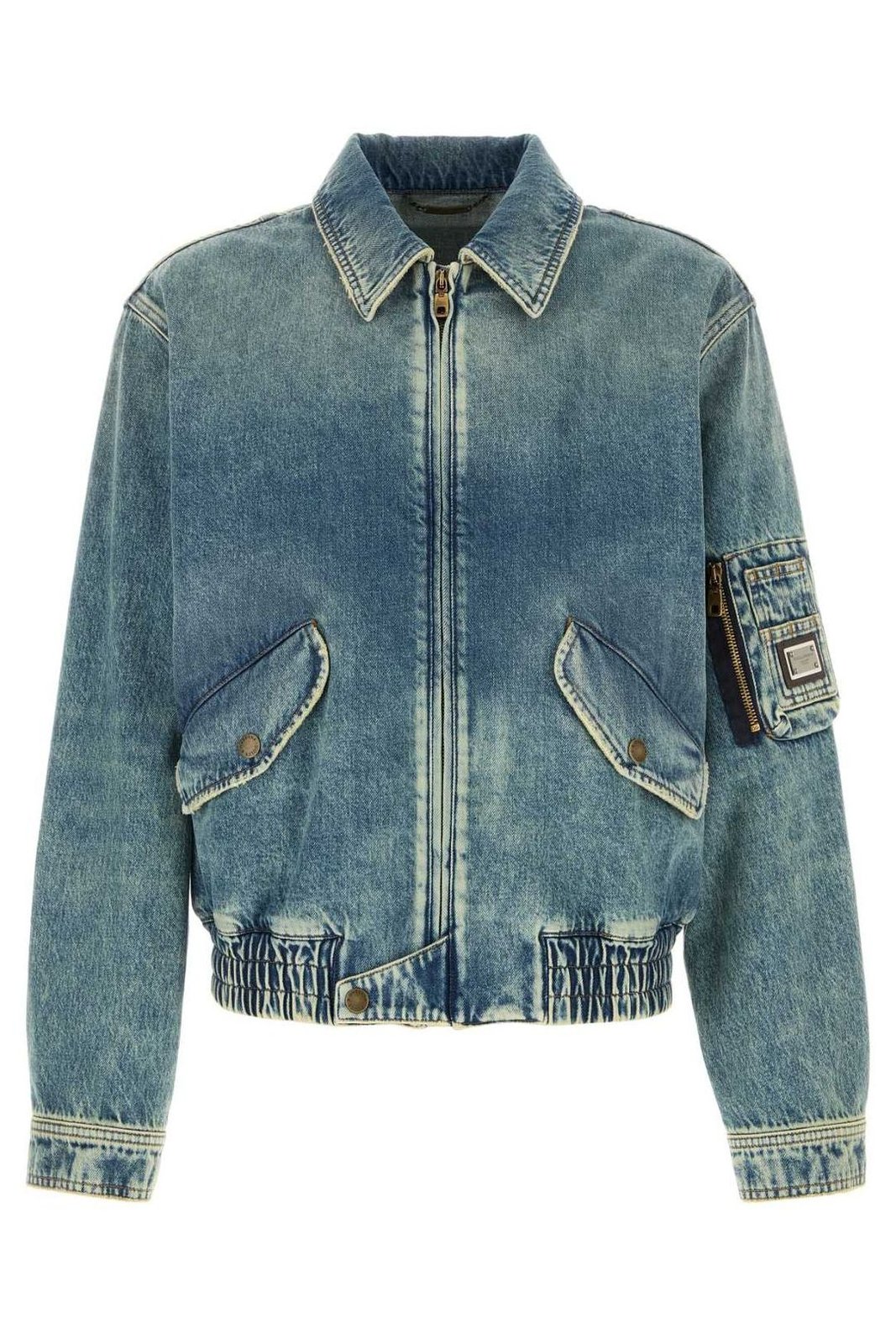 ドルチェ＆ガッバーナ ロゴタグ ジップ デニム ボンバージャケット