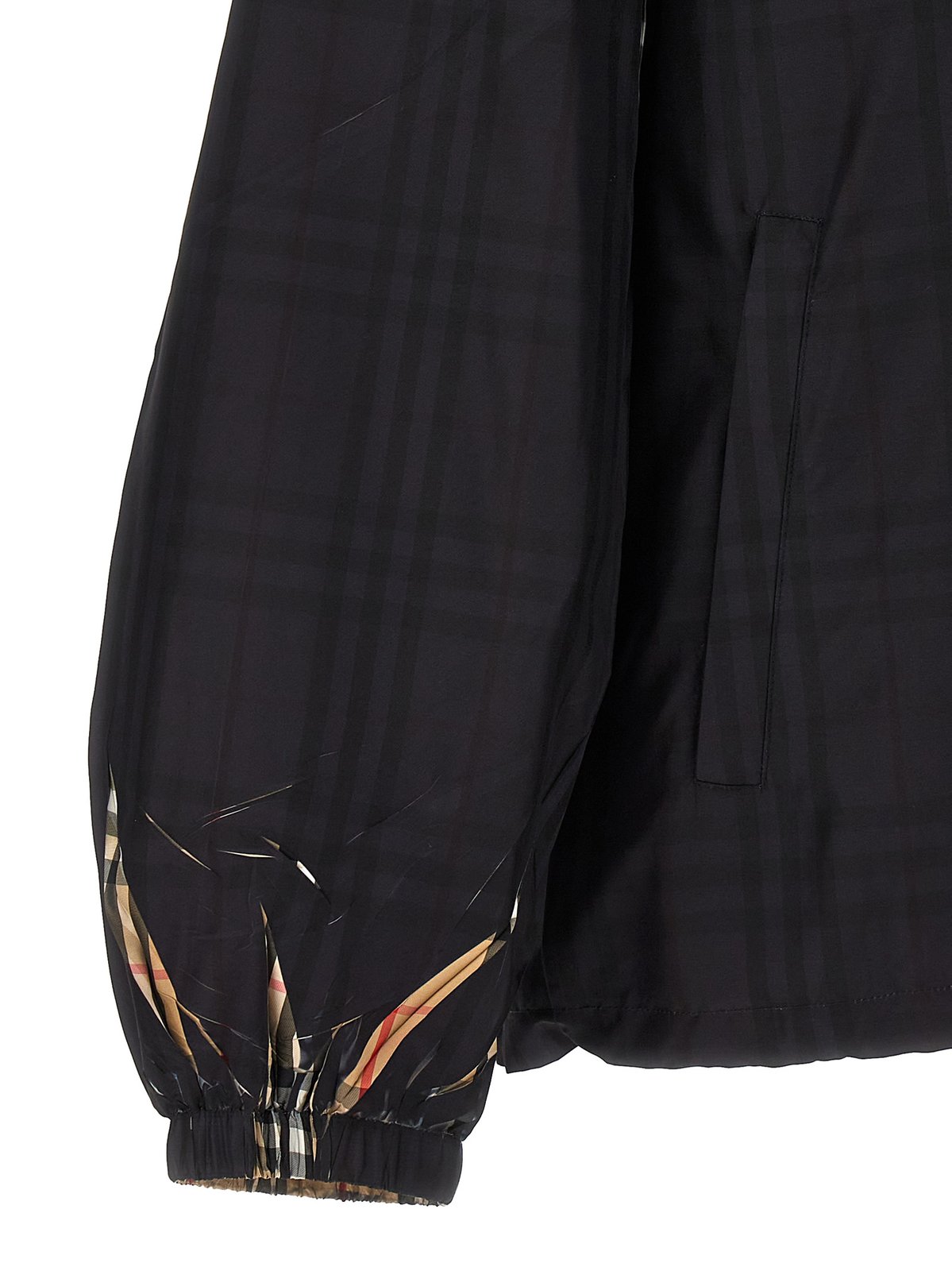 Shop Burberry Sliced Check Hooded Jacket on Sale at