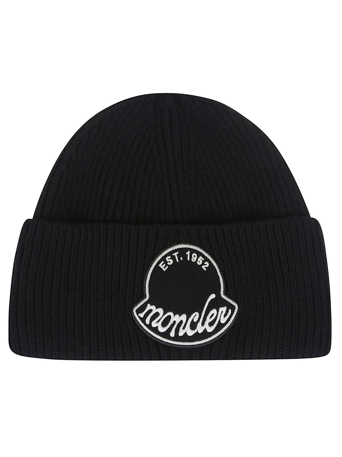 Moncler Logo Patch Ribbed Beanie