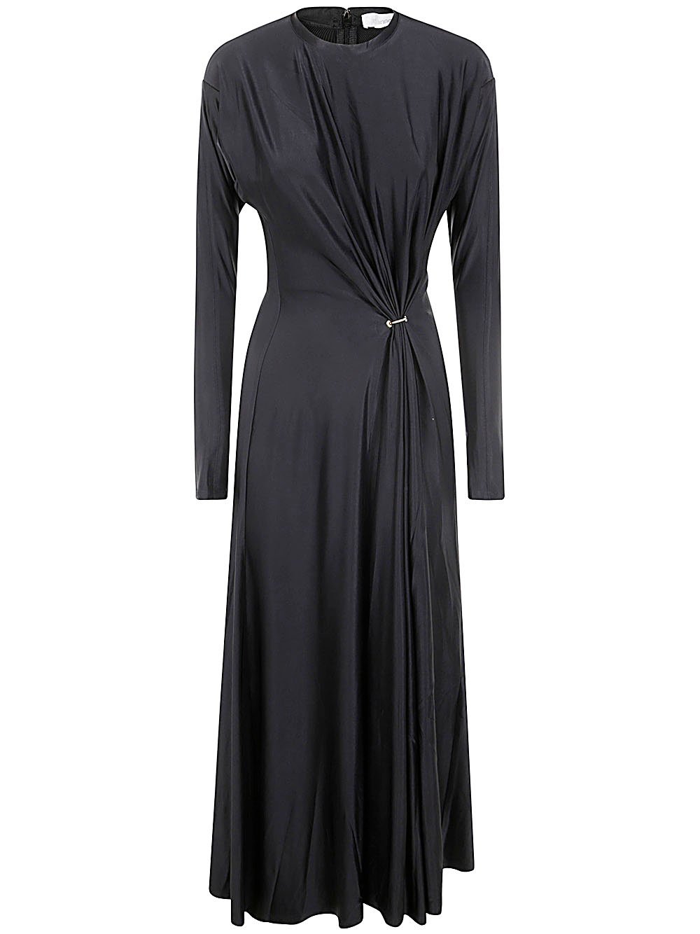 knee length dresses for ladies PACO RABANNE WOMEN Long-sleeve asymmetric-hem mini dress Black   MAISONDEFASHION.COM