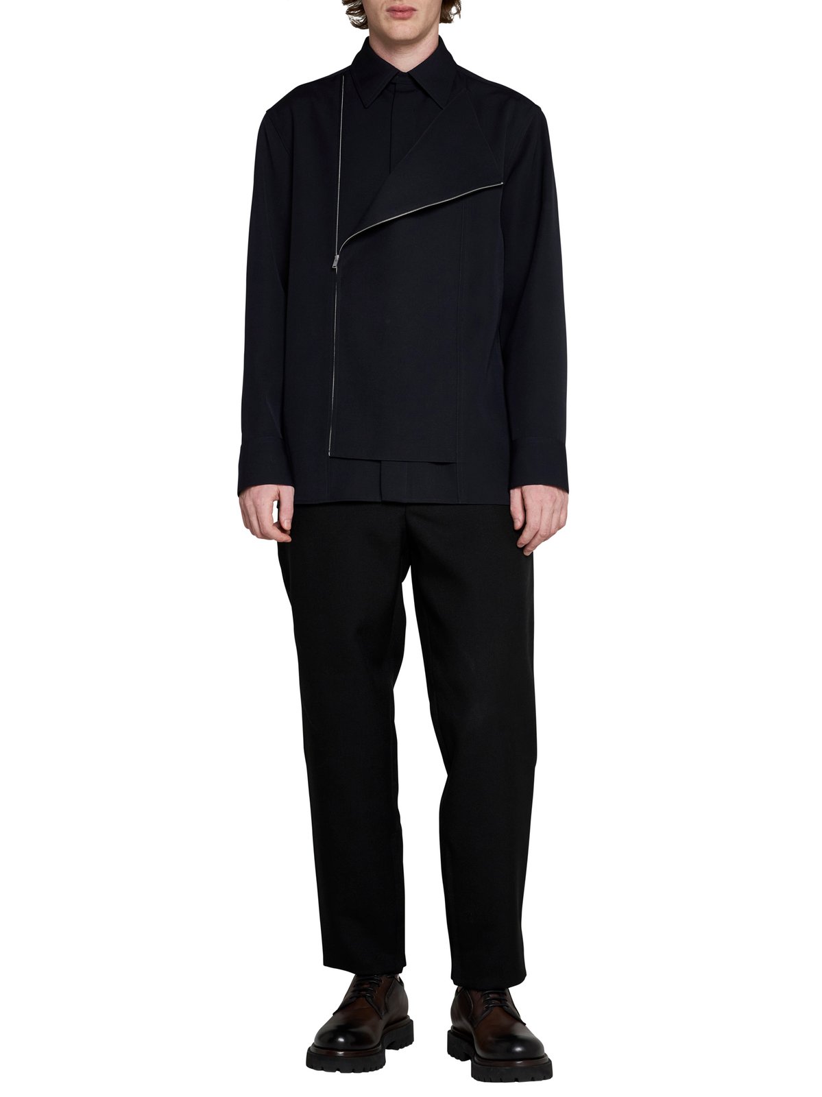 Jil Sander オフセンター ジップ ロングスリーブ シャツ