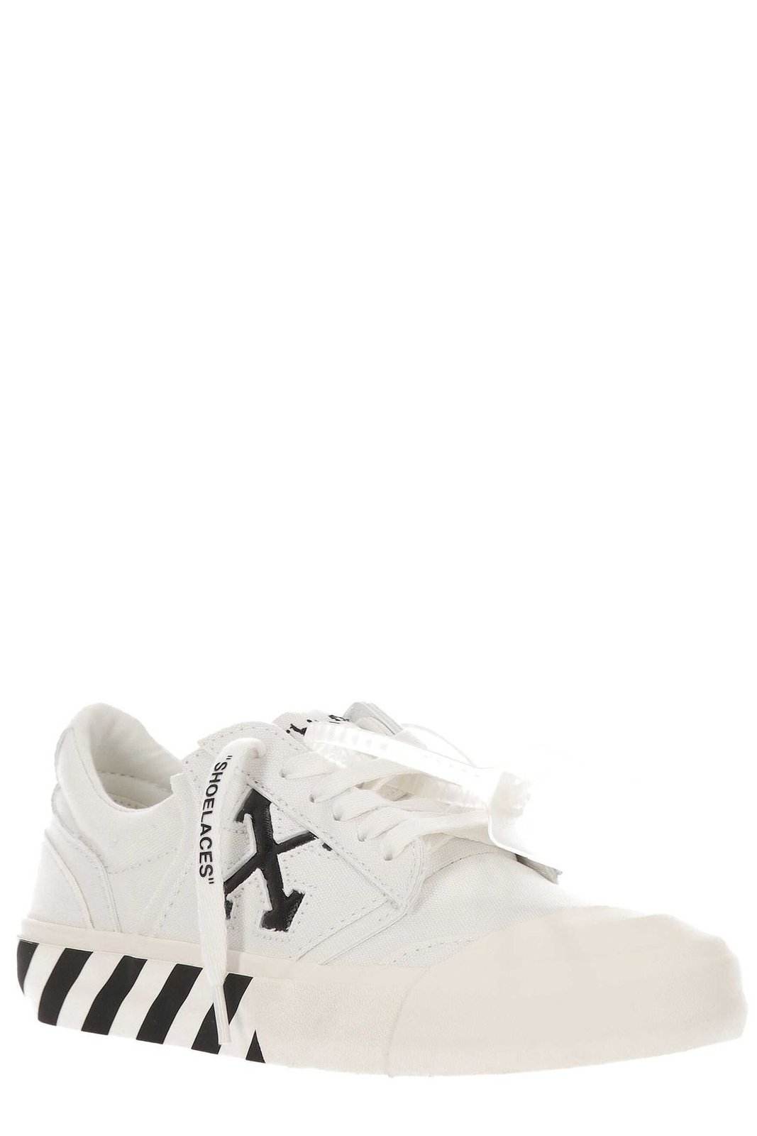Off-White Round Toe Lace-Up Sneakers