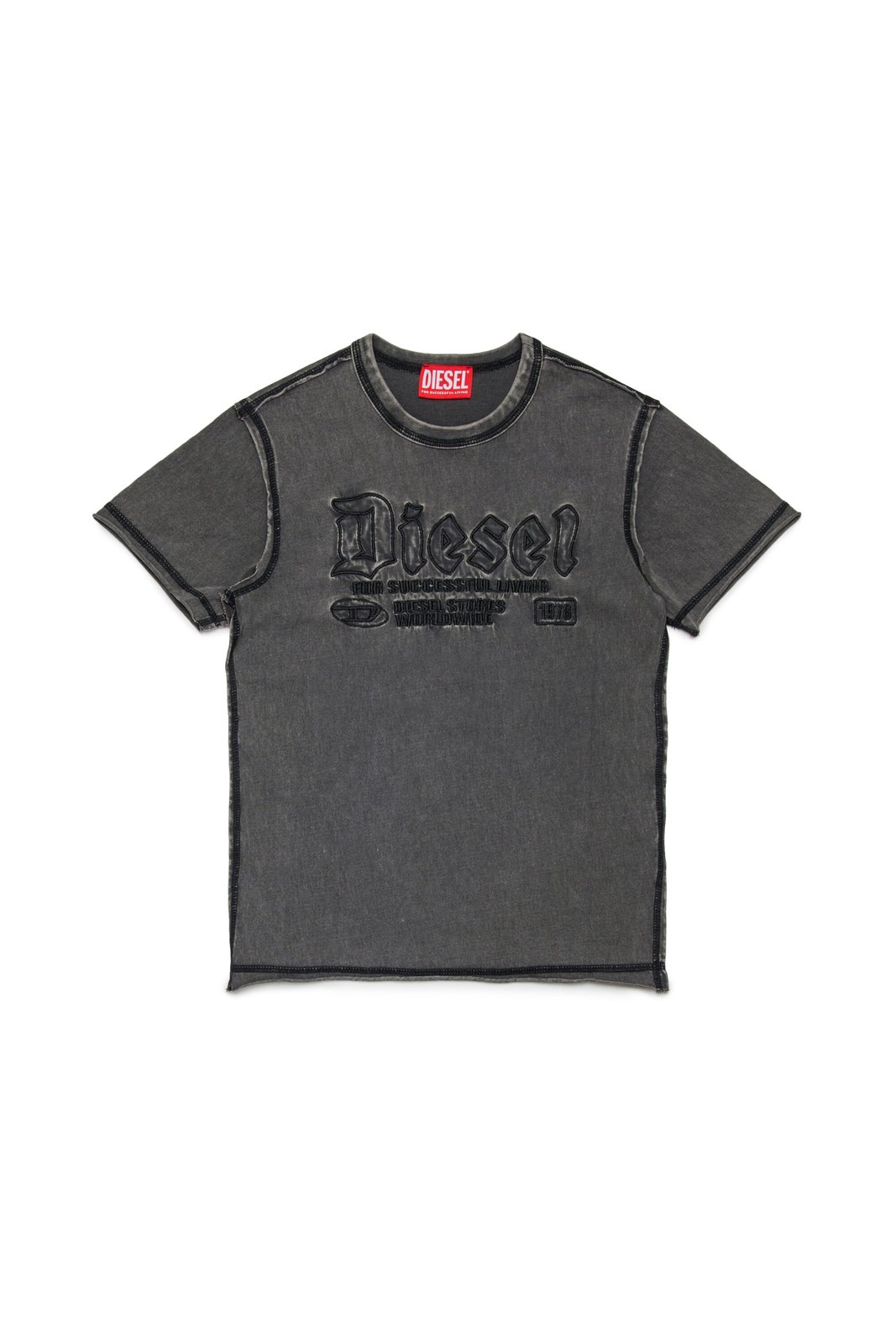 Diesel Kids Logo Patch Worn-Effect T-Shirt