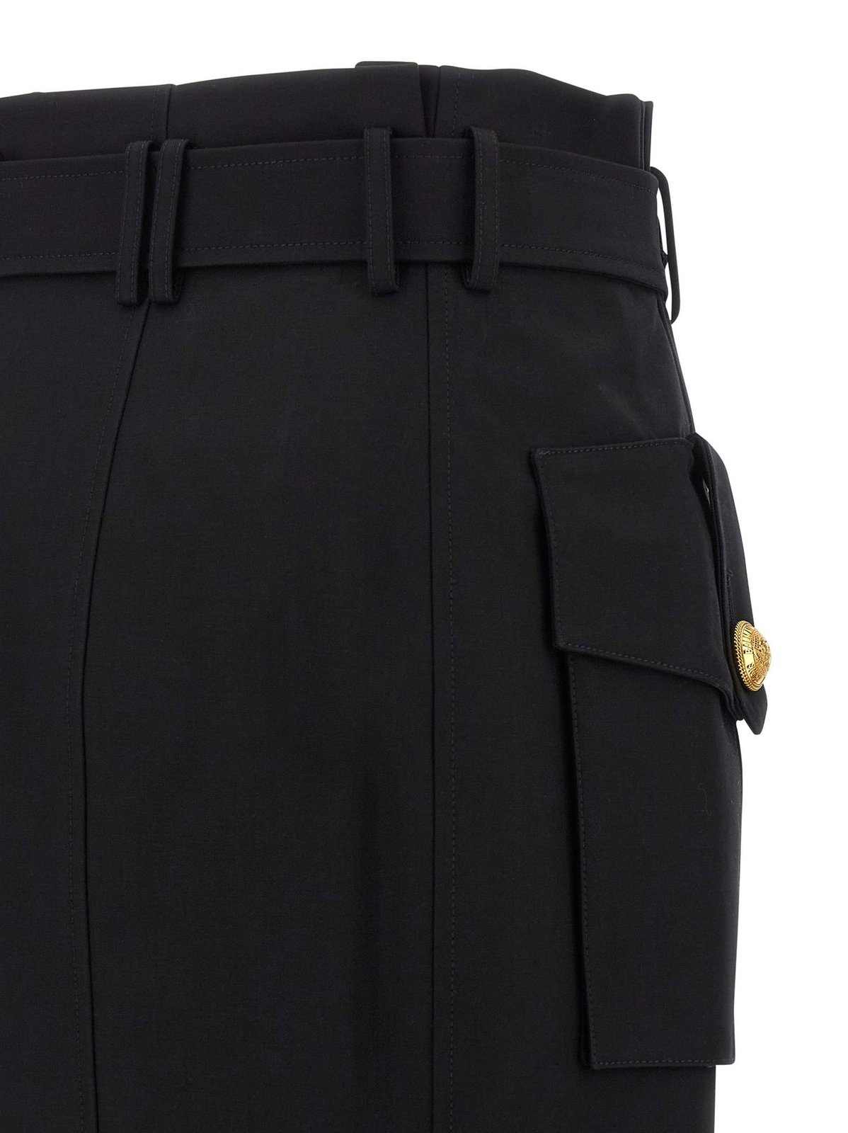 Balmain Gabardine Wrap Midi Skirt
