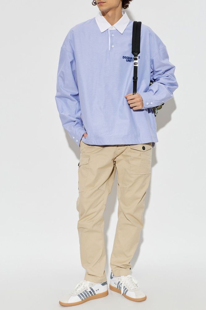 Dsquared2 로고 롱슬리브 폴로 셔츠