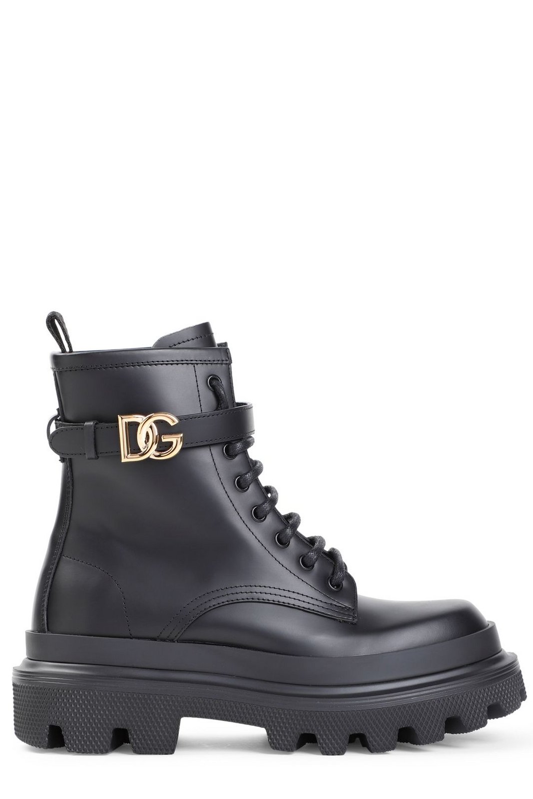 Dolce & Gabbana Logo Plaque Round Toe Ankle Boots