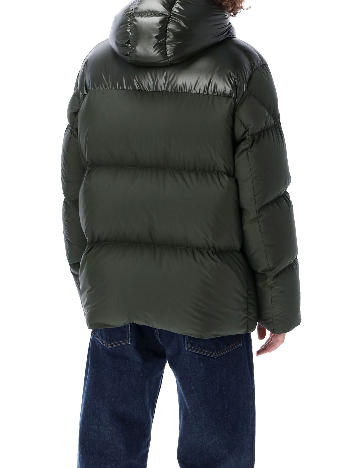 Moncler Zip-Up Logo Patch Hooded Quilted Jacket