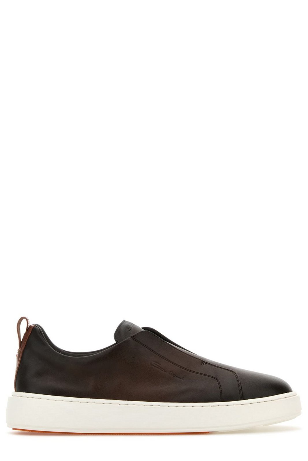 Santoni Logo Embossed Round Toe Sneakers