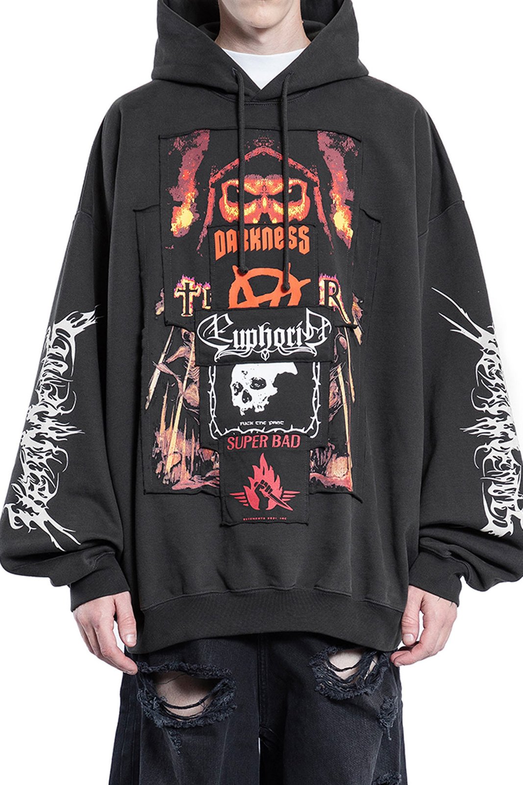 Vetements Graphic Printed Drawstring Hoodie