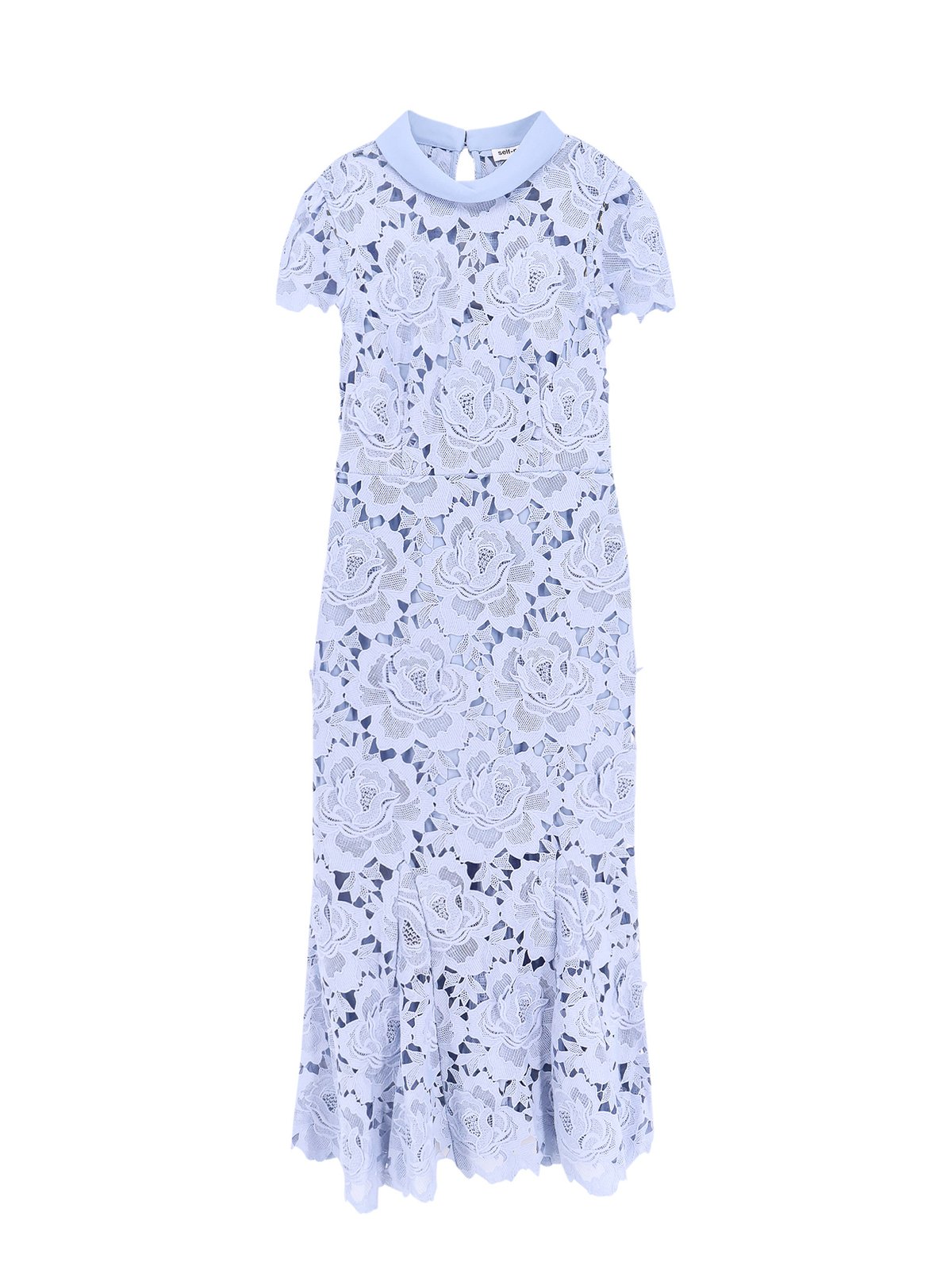 ワンピース LACE CONTRAST COLLAR MIDI Self Portrait Blue Flower Lace Contrast Collar Midi Dress
