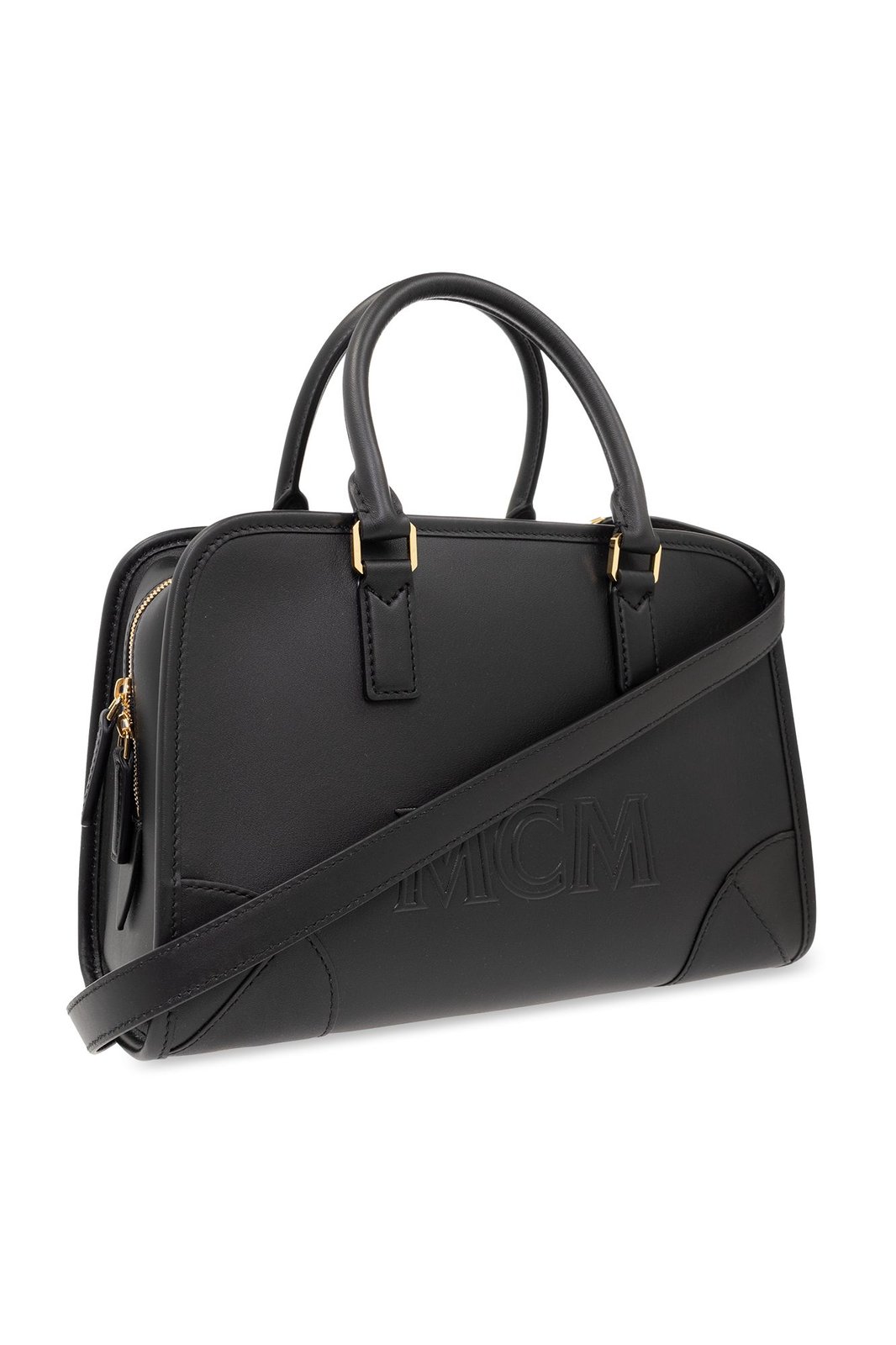 MCM ミディアム ロゴ エンボス アレン ボストン バッグ – Cettire