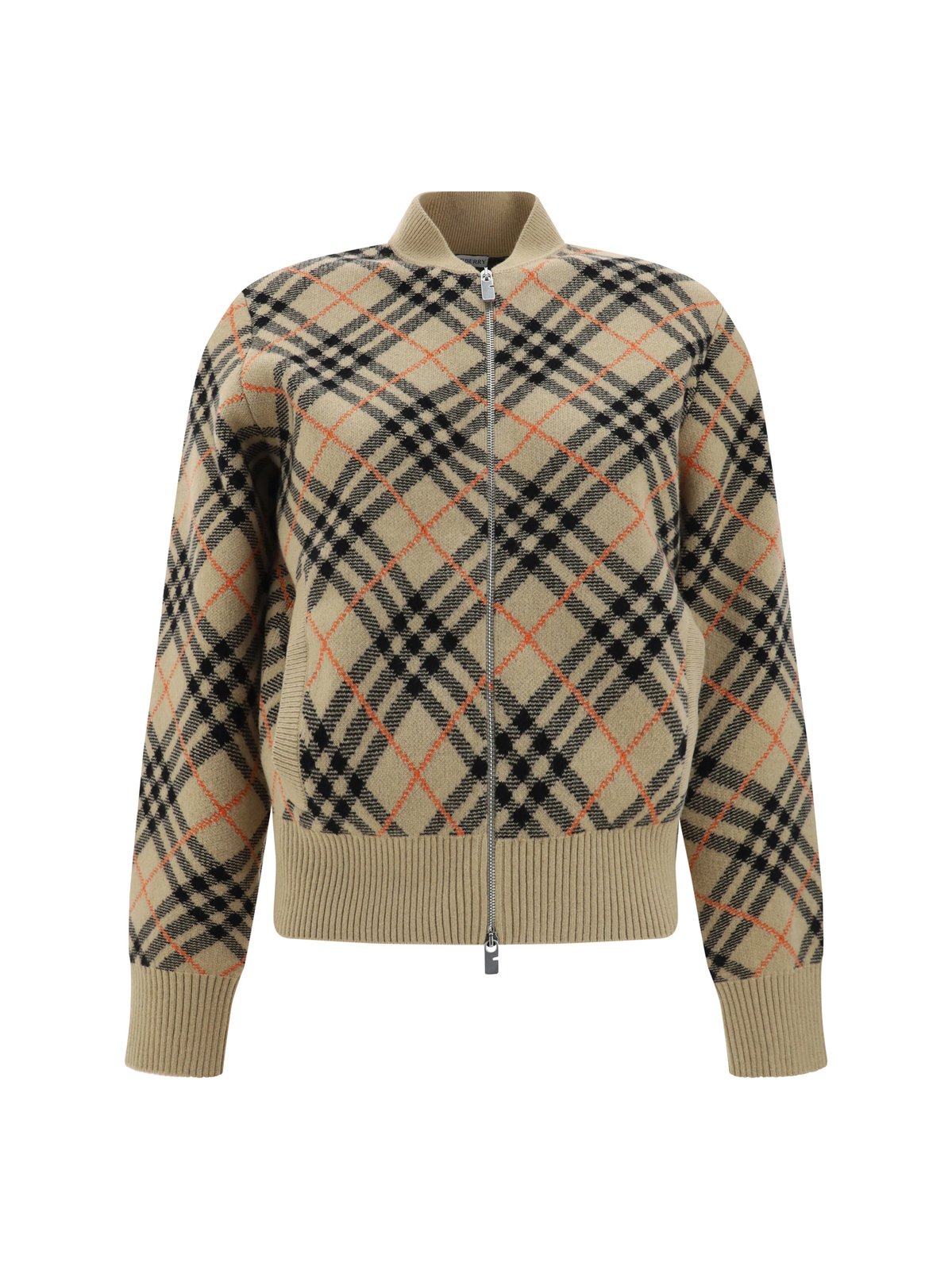 버버리 체크 니트 지퍼업 봄버 자켓 8099881 B9368