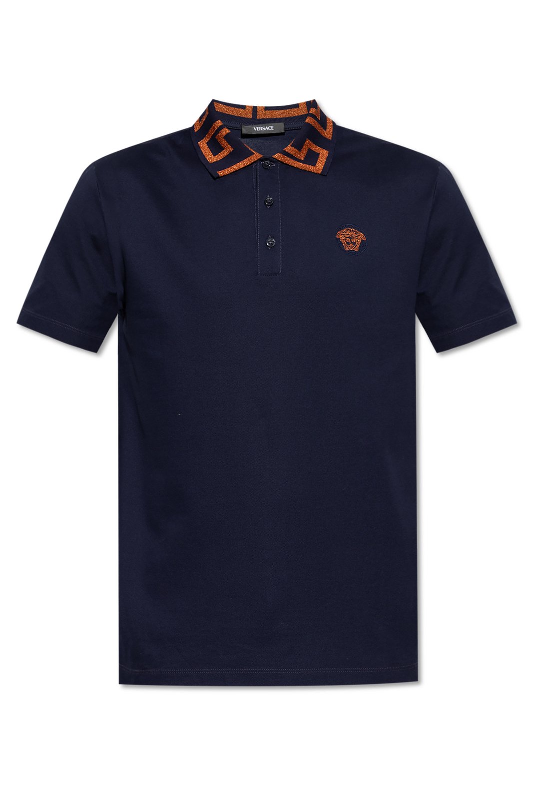 Versace Greca Short-Sleeved Straight Hem Polo Shirt