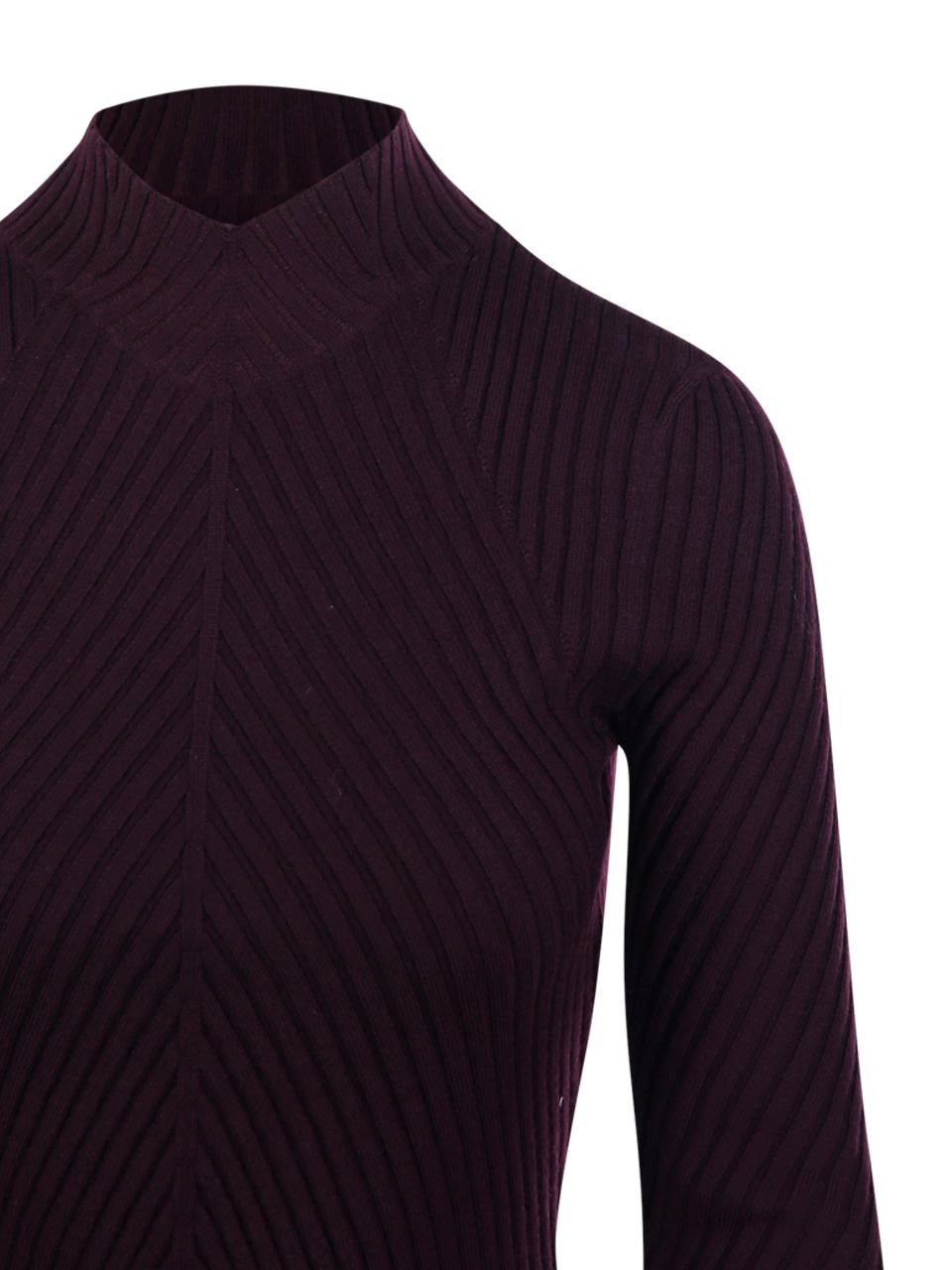 Victoria Beckham Ribbed Long Sleeve Knit Polo Top