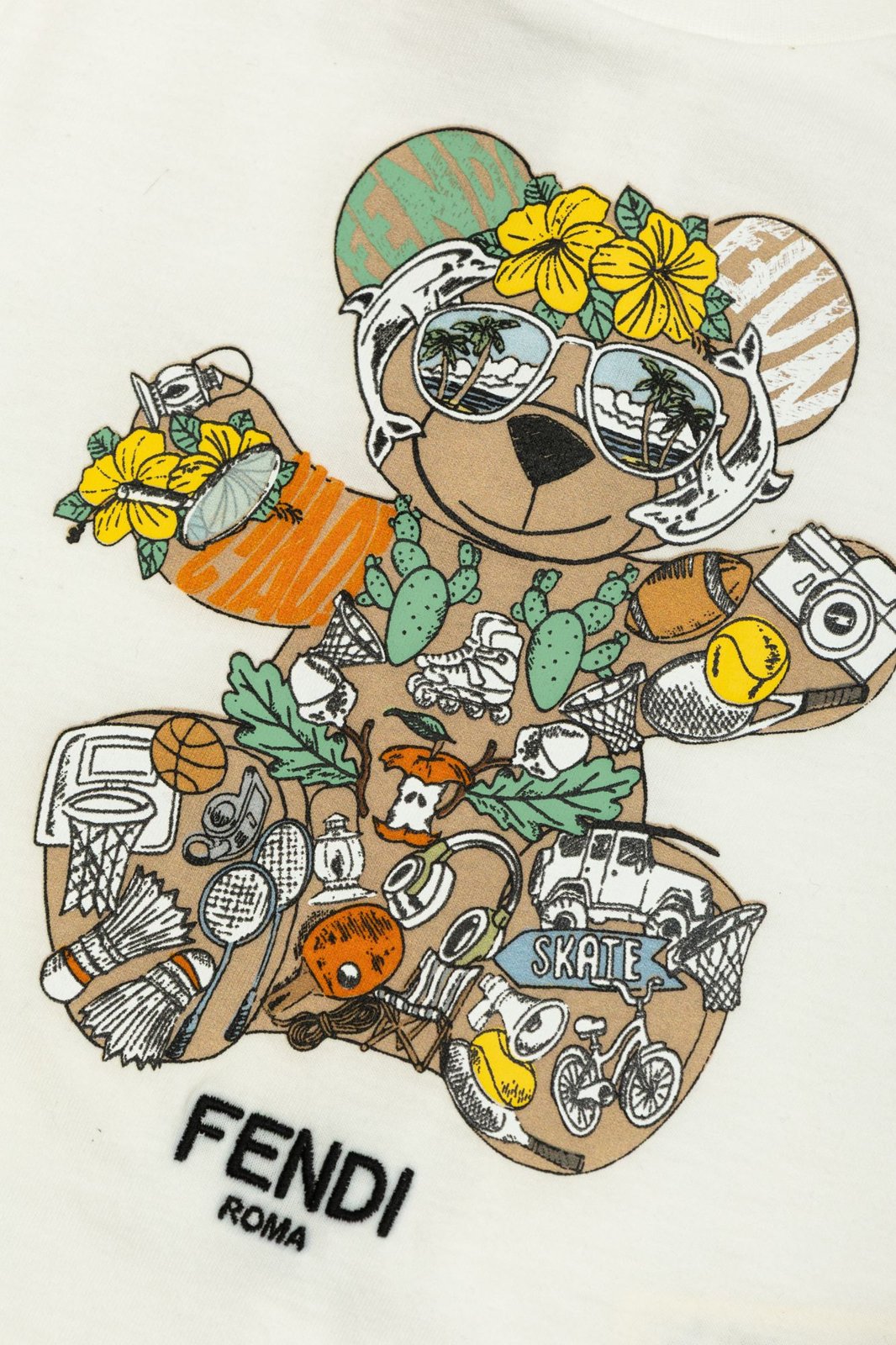 Fendi Kids Teddy Bear Printed T-Shirt