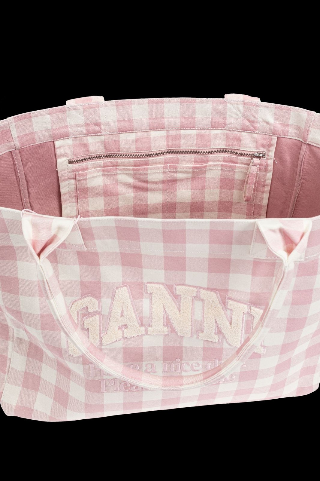 Ganni XXL Vichy Checked Tote Bag