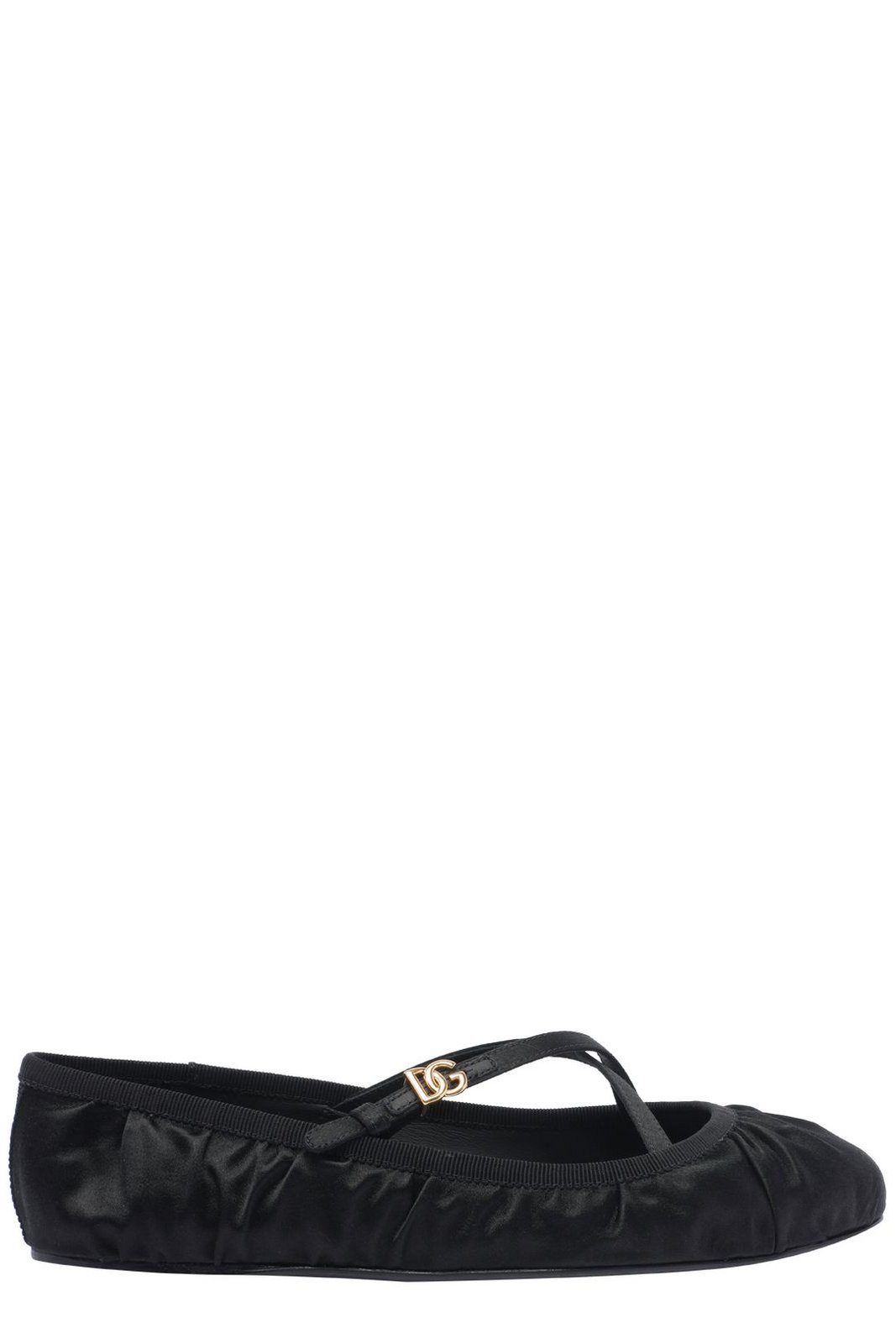 Dolce & Gabbana Logo Buckle Ruched Detailed Ballet Flats