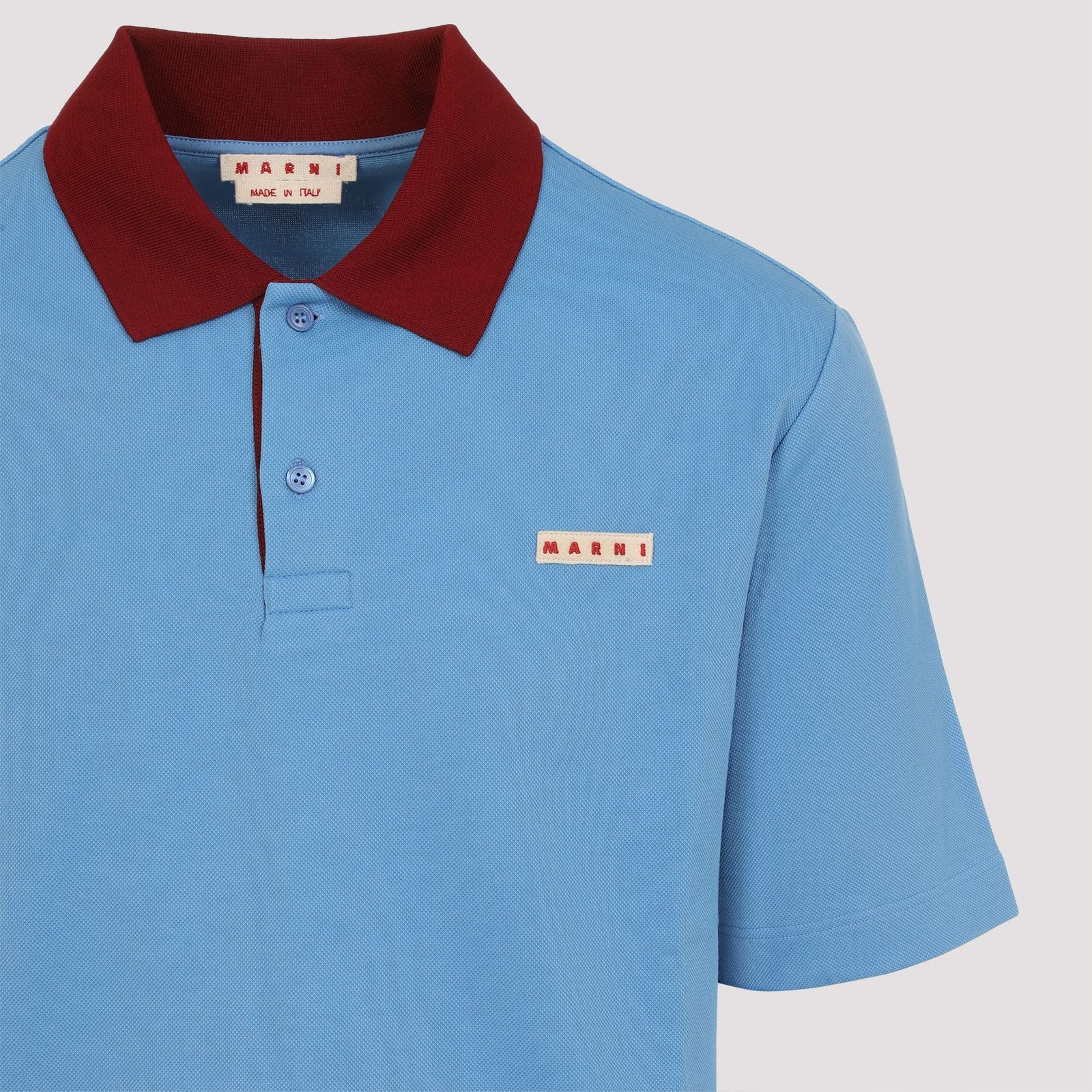 Marni Contrast Collar Piqué Polo Shirt