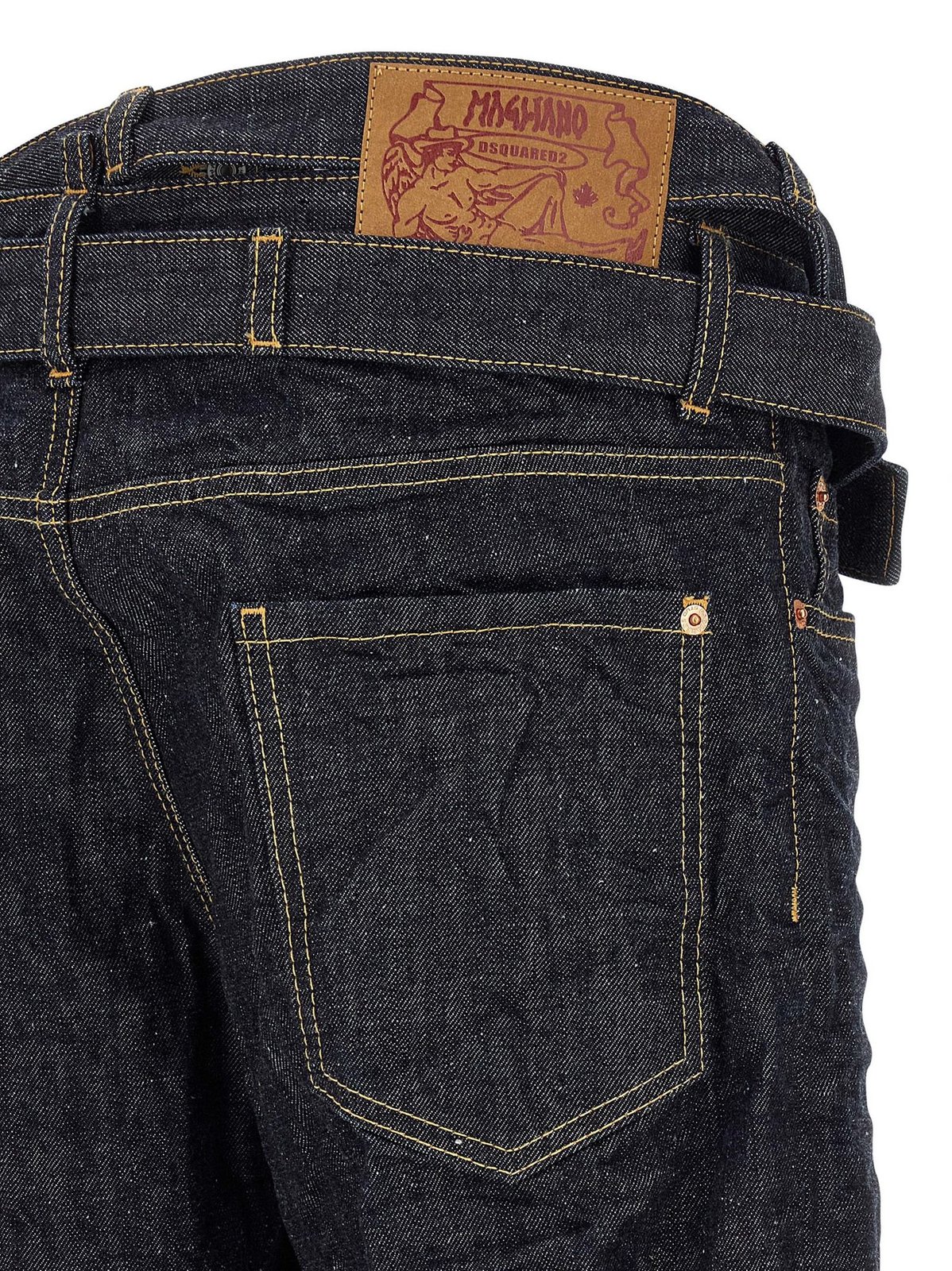 Dsquared2 X Magliano Logo Patch Belted Jeans