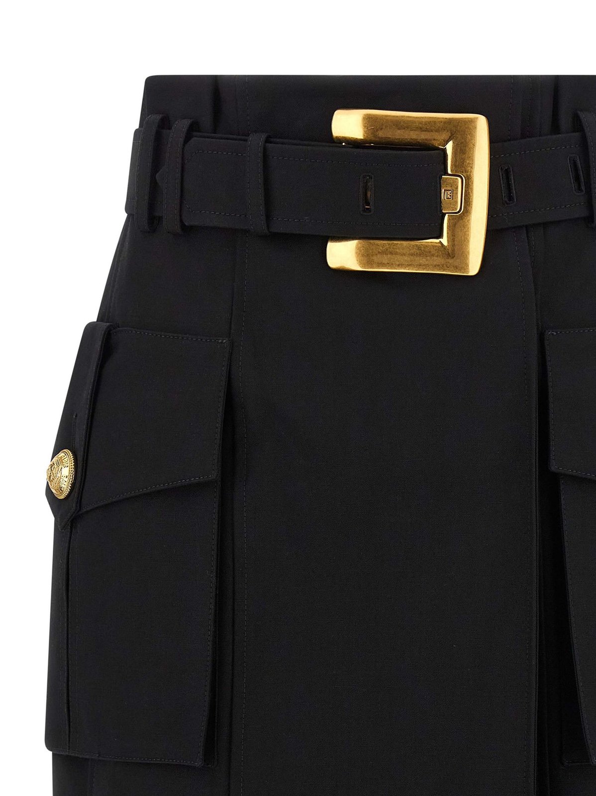 Balmain Gabardine Wrap Midi Skirt