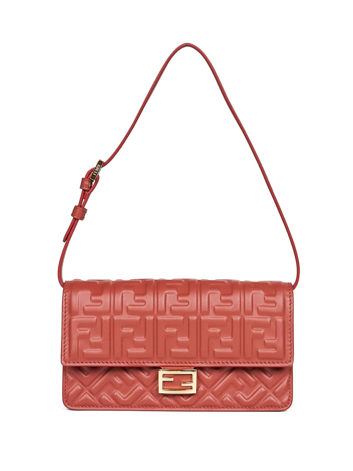 Fendi Baguette FF Embossed Chain-Linked Wallet