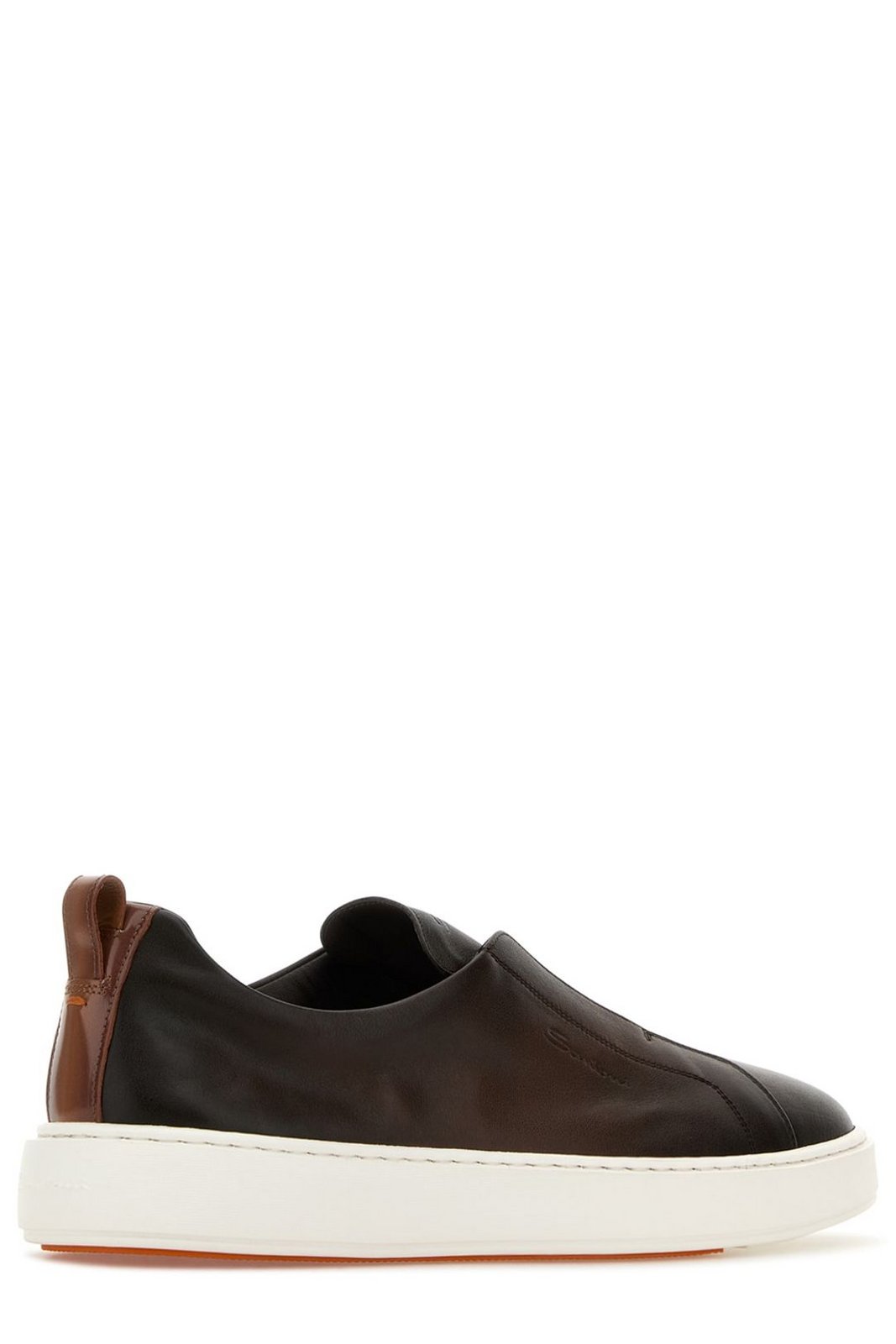 Santoni Logo Embossed Round Toe Sneakers