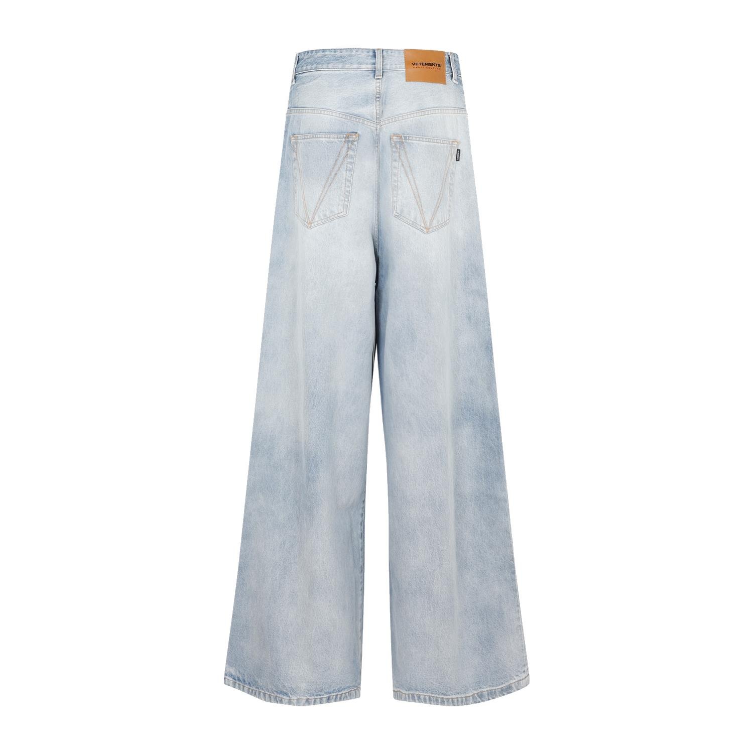 Vetements Front Logo Printed Baggy-Fit Jeans