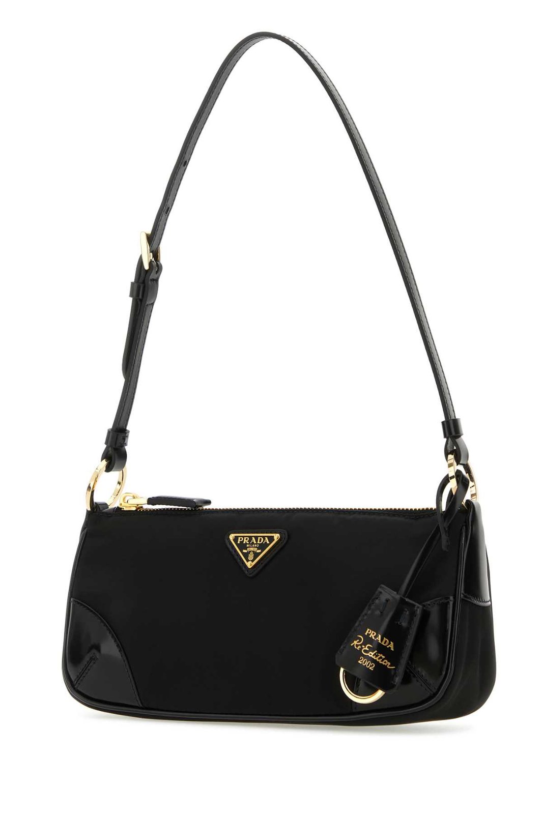 Prada Logo Plaque Zipped Shoulder Bag