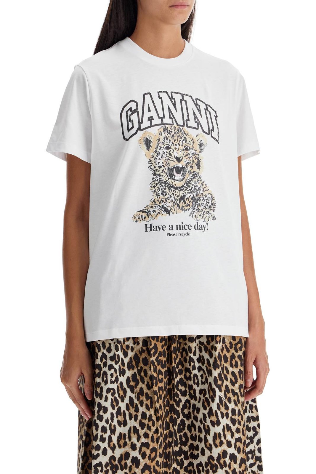 Ganni Logo Printed Crewneck T-Shirt