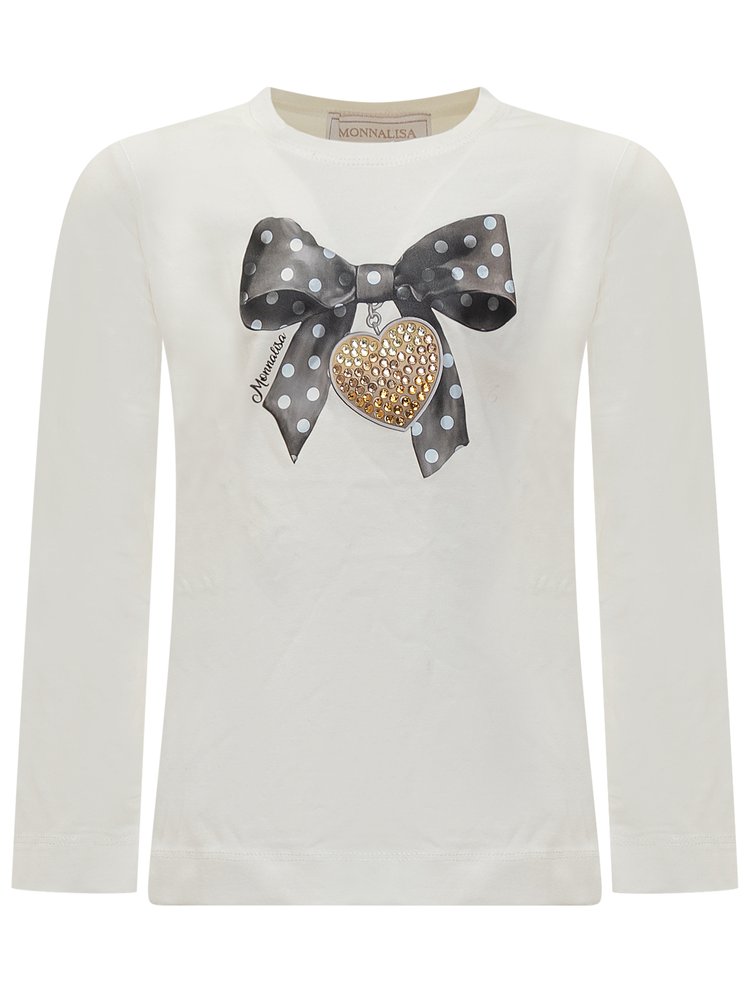 Monnalisa Bow Printed Jersey T-Shirt – Cettire