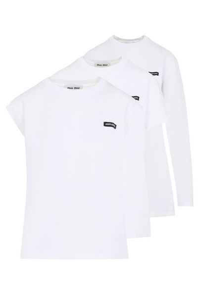 Miu Miu Logo-Embroidered Round-Neck Top