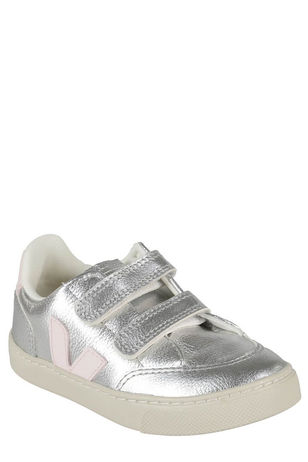 Veja Kids V-12 ChromeFree Metallic Touch-Strap Sneakers