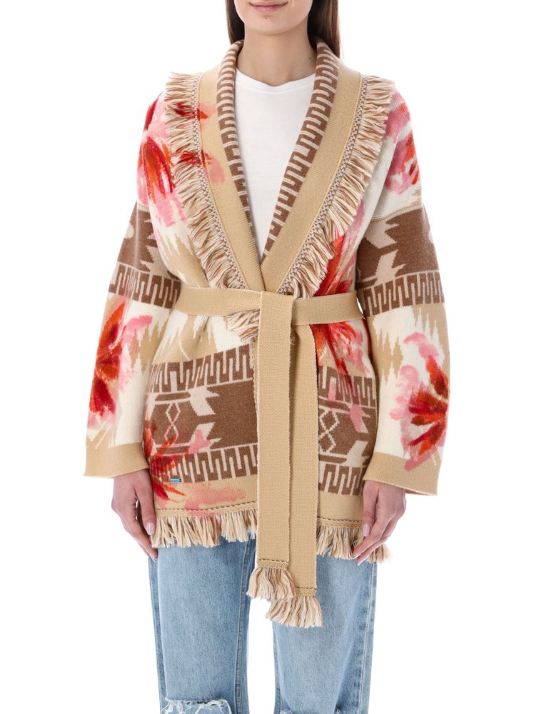 Alanui Jacquard Tie-Waist Cardigan 