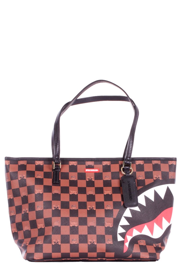 Sprayground Logo Detailed Checked Top Handle Bag