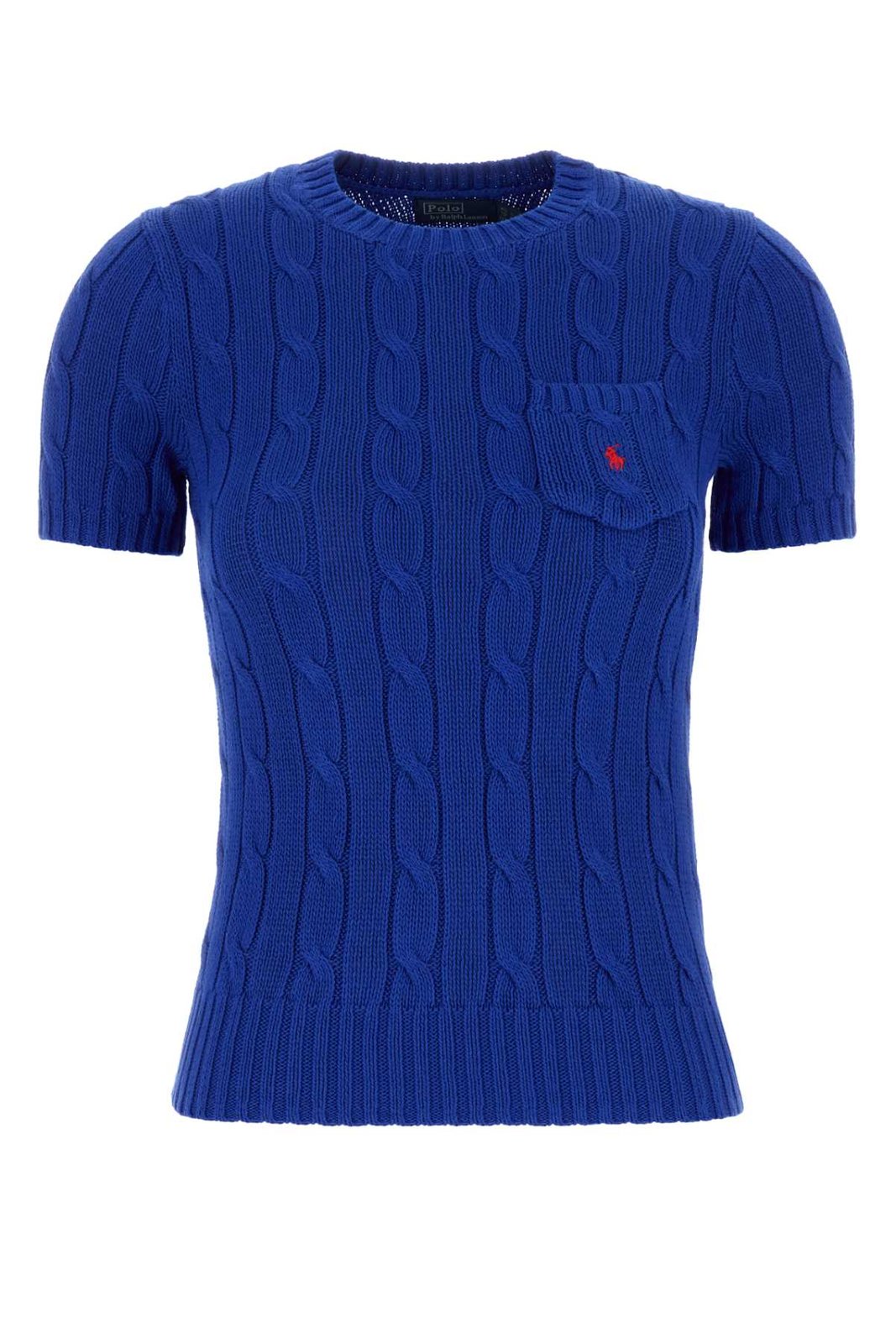 Polo Ralph Lauren Logo Embroidered Cable-Knit Crewneck Top